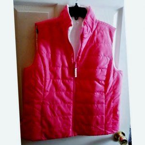 Rafaella Sport Reversible Pink & White Puffer Vest w/Carry Bag Women's M